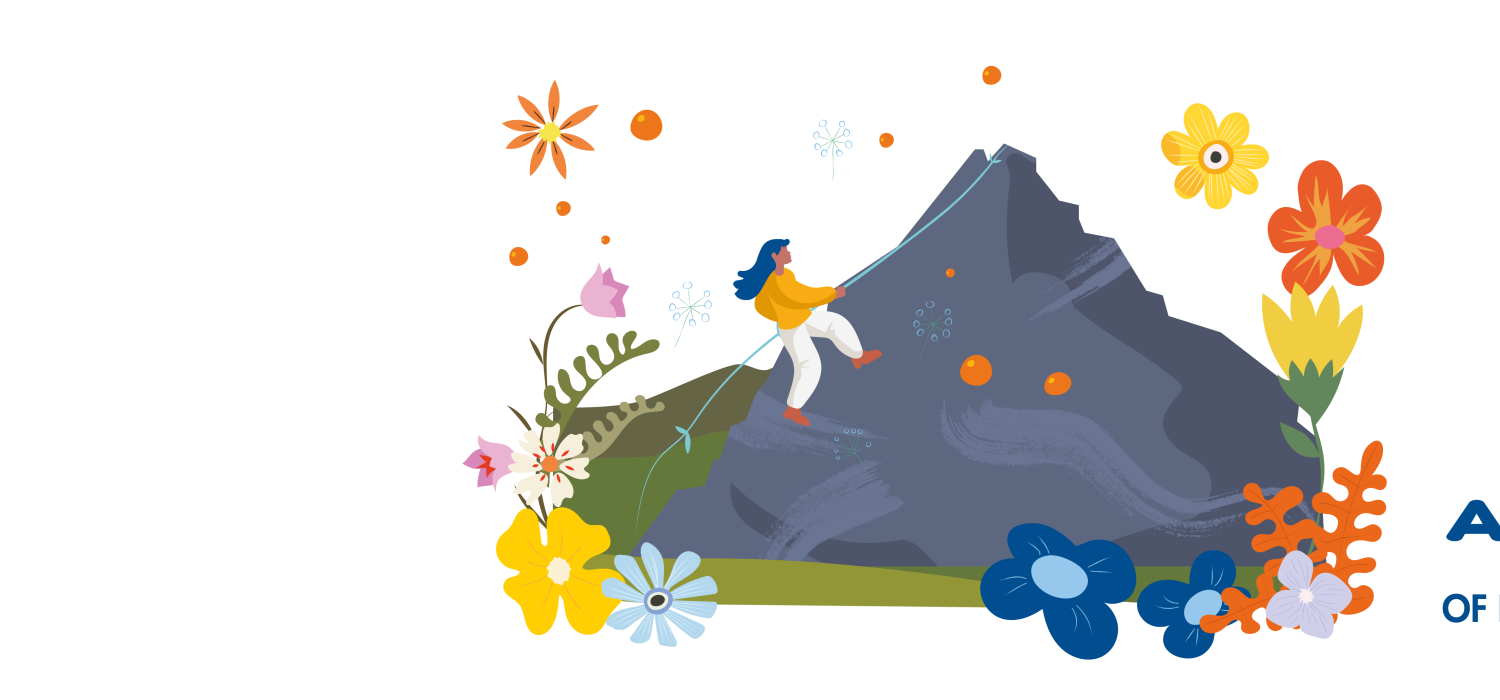 A person climbing a mountain which is standing for ever evolving and growing environment ALPLA is offering