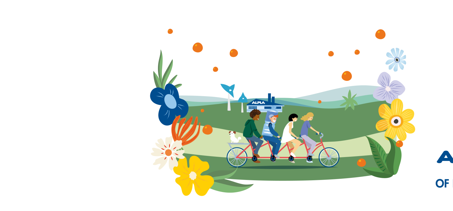 People on a bike to work at ALPLA being pioneers